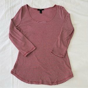 **$8 in any bundle** FOREVER 21 Women’s Top 3/4 Sleeve Striped Red White Size L